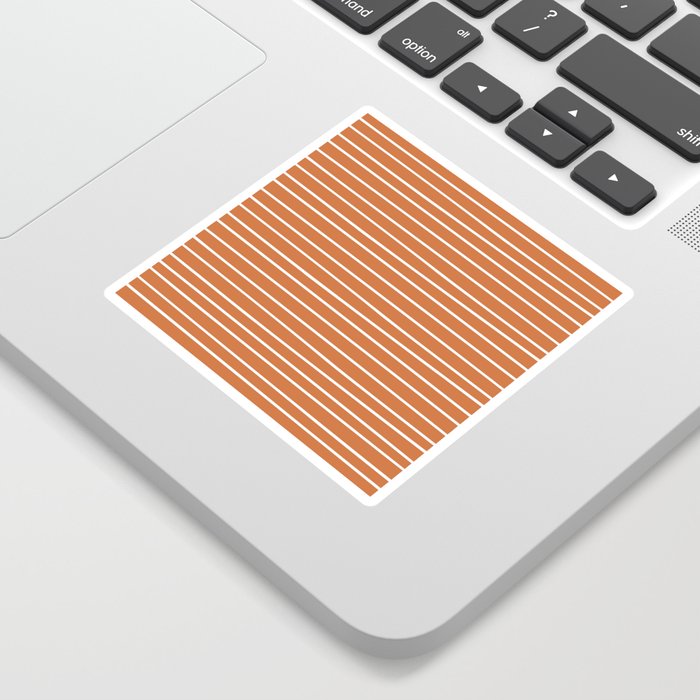 Geometric, Line Art, Colorful Stripes, Orange and White Sticker