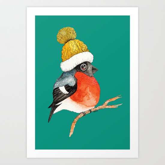 Christmas Bird Bullfinch Art Print
