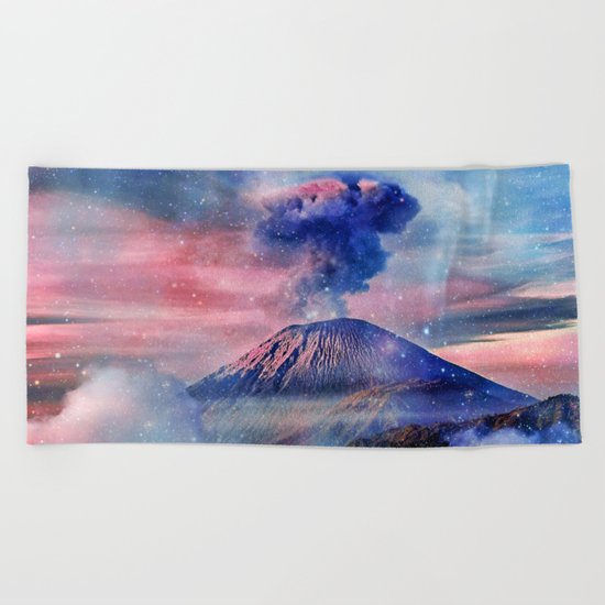 Active volcano Beach Towel