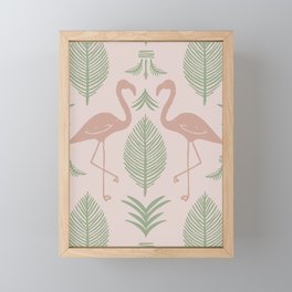 Palm Flamingos . Light Blush Framed Mini Art Print