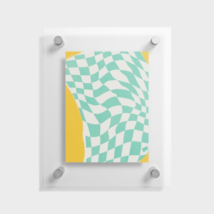 Mint checker fabric abstract Floating Acrylic Print