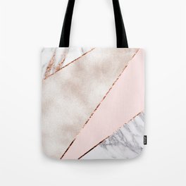 Spliced mixed rose gold marble Tote Bag