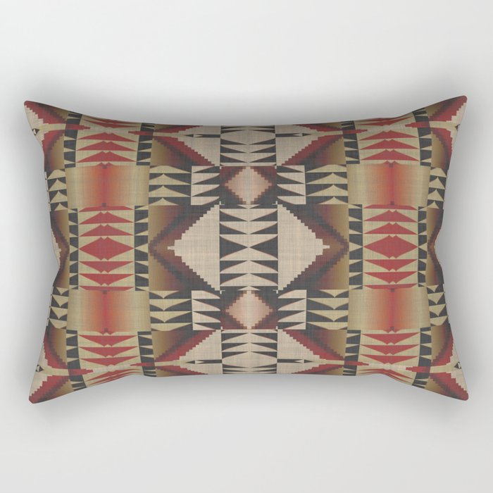 Native American Indian Tribal Mosaic Rustic Cabin Pattern Rectangular Pillow