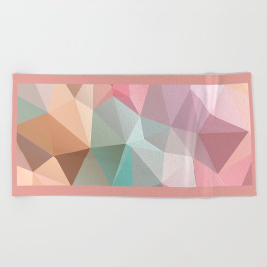 Abstract triangles polygonal pattern Beach Towel