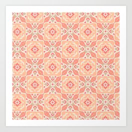 Peach Fuzz Tile - Moroccan Persian Inspired Tiles - Pantone Color of the Year 2024 Art Print