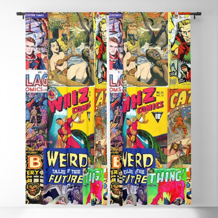 Comic books pattern heroes. Adventure heroes.  Blackout Curtain