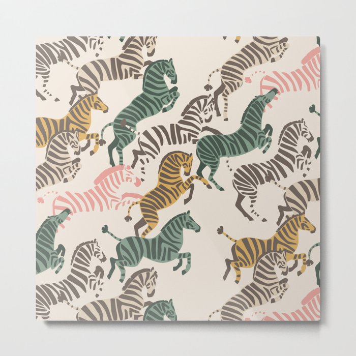 Zebra Stampede Metal Print