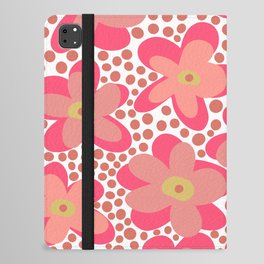 Pop Pop Flower Power Circles - light peach, neon pink iPad Folio Case