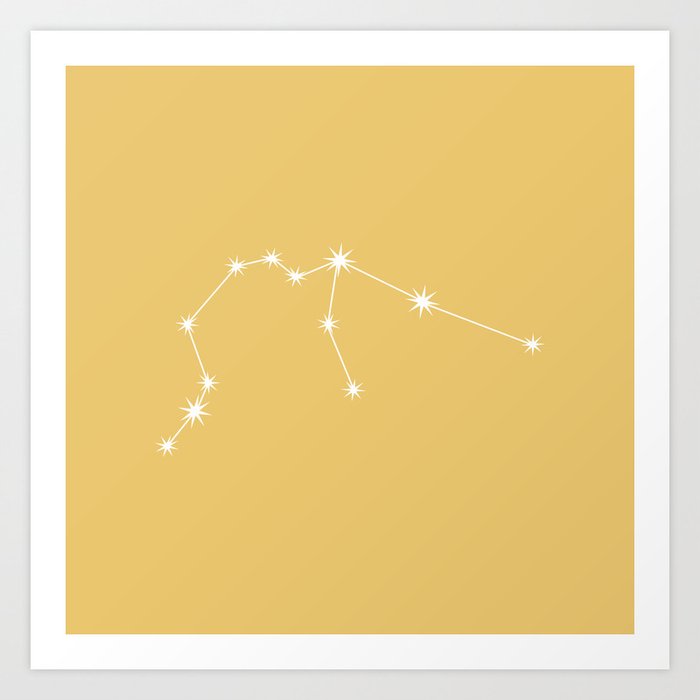 AQUARIUS Sunshine Yellow - Zodiac Astrology Star Constellation Art Print