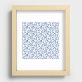 Pretty Indigo Blue and White Ethnic Floral Print Recessed Framed Print