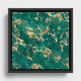 Beautiful Teal and Gold Marble Design Framed Canvas