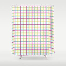 Multi Check 4 - fuchsia teal yellow lime Shower Curtain