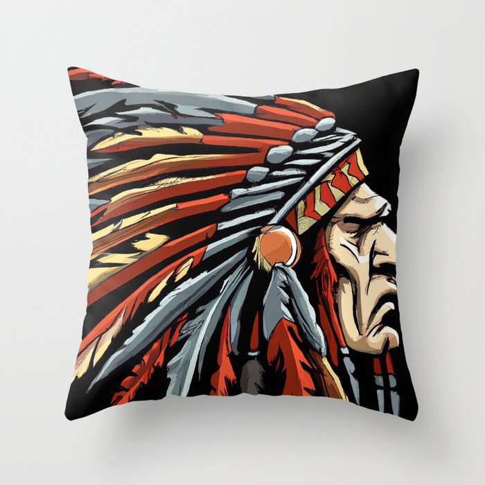 Native American Chief Throw Pillow