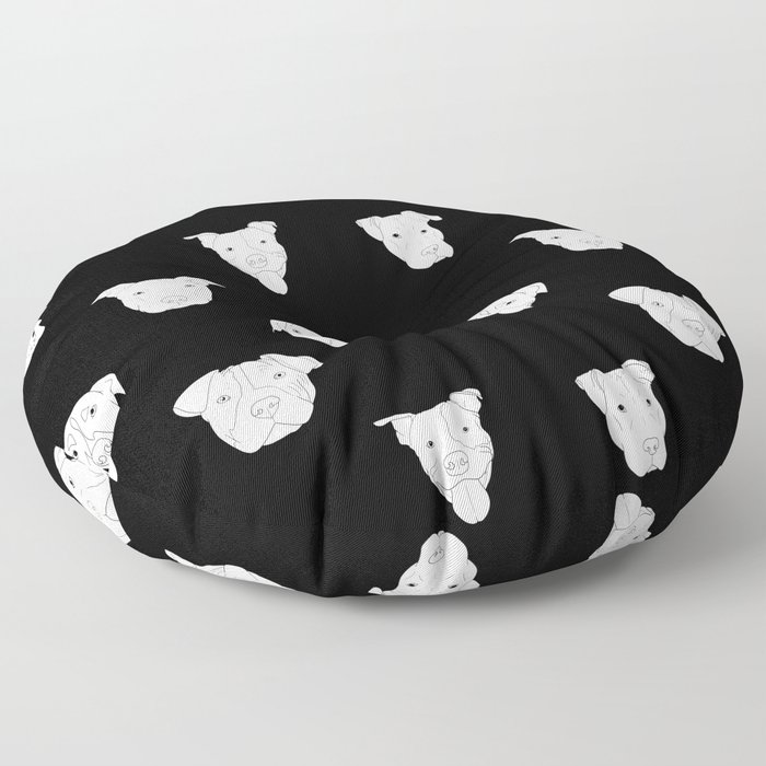 Black pit bull love Floor Pillow