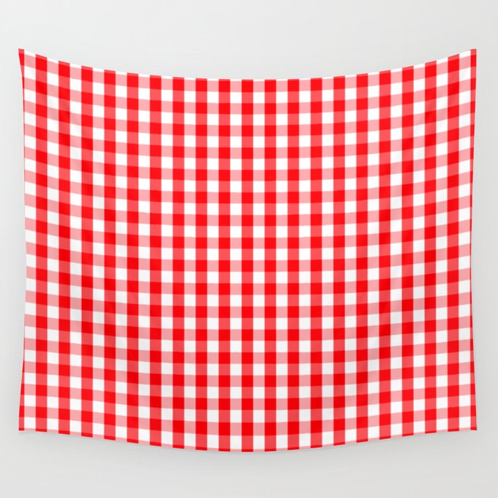 Large Christmas Red And White Gingham Check Plaid Wall Tapestry By Large Christmas Red And White Gingham Check Plaid Wall Tapestry