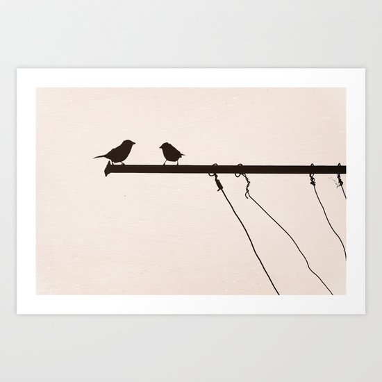 Sparrow Chat Art Print
