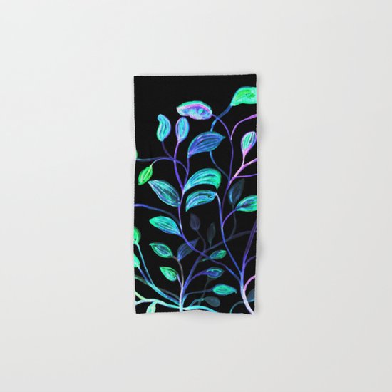 Do Not Go Into The Night, Red and Green Leaves Hand & Bath Towel