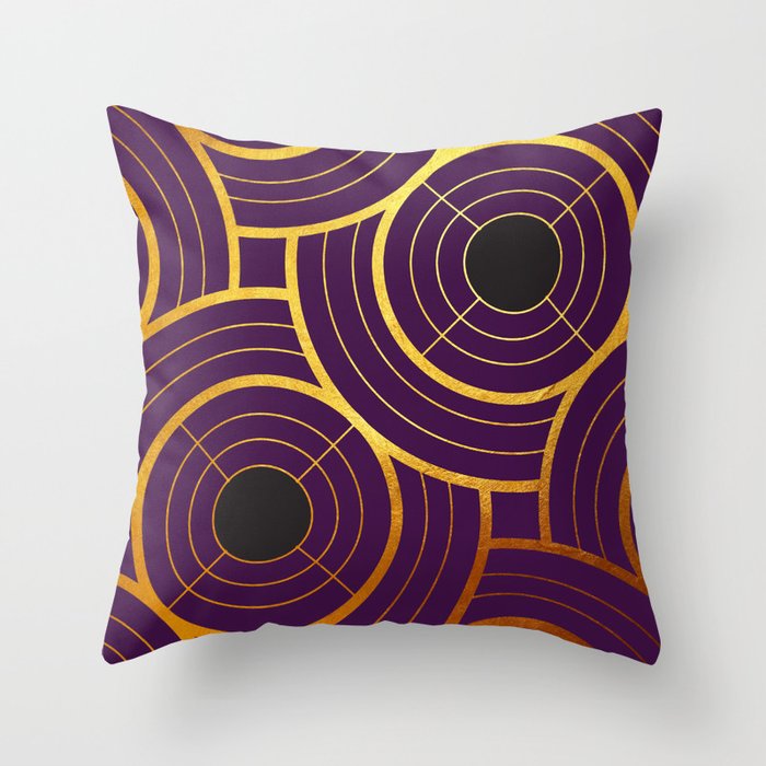 Art Deco Round And In Purple Throw Pillow By Henrikbakmann Art Deco Round And In Purple Throw Pillow