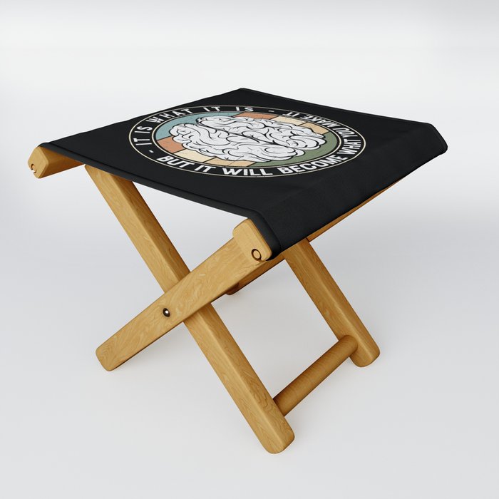 Vintage Brain Motivational Quote Folding Stool