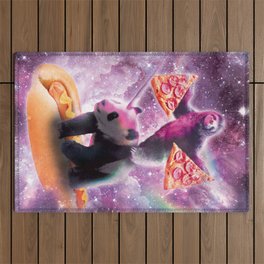 Space Pizza Sloth On Panda Unicorn On Hotdog Outdoor Rug