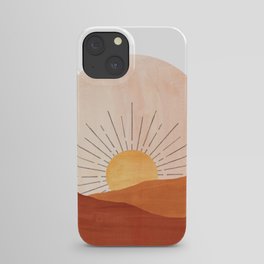 Abstract terracotta landscape, sun and desert, sunrise #1 iPhone Case