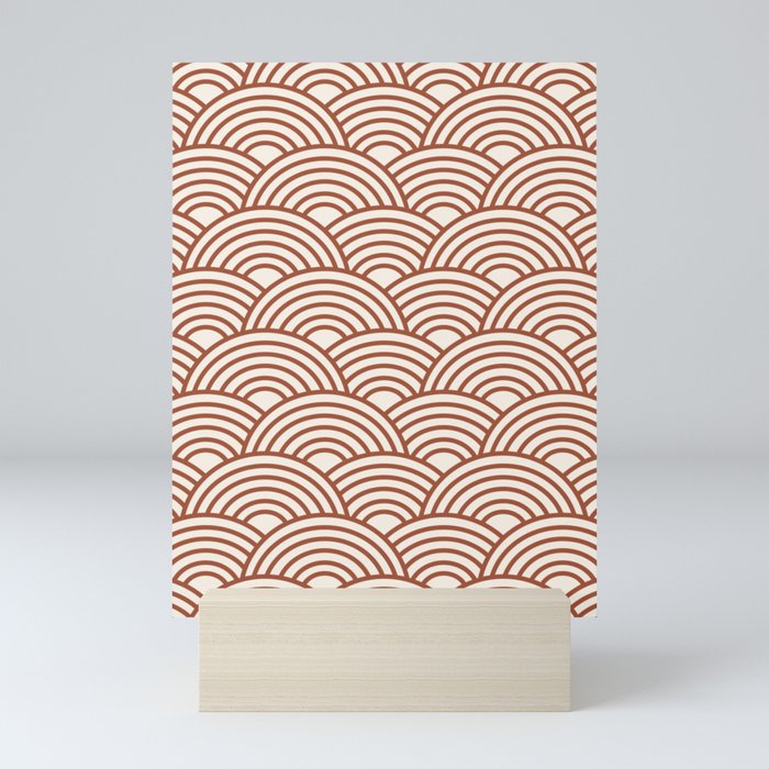 Japanese Seigaiha Wave Rust Terracotta Mini Art Print