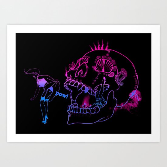Candy skull peek Art Print