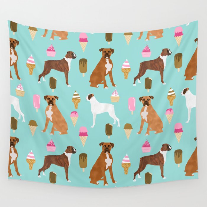 boxer ice cream dog lover pet gifts cute boxers pure breeds Wall Tapestry