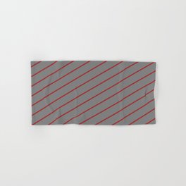 [ Thumbnail: Gray & Brown Colored Stripes Pattern Hand & Bath Towel ]