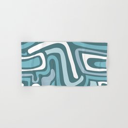 Mid century modern abstract blue lines Hand & Bath Towel