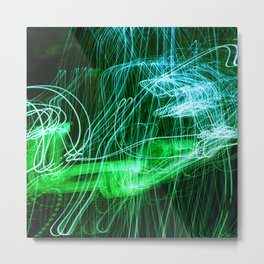 Neon Green And Aqua Fantasy Static Electricity Abstract Metal Print | Neongreenabstract, Graphicdesign 