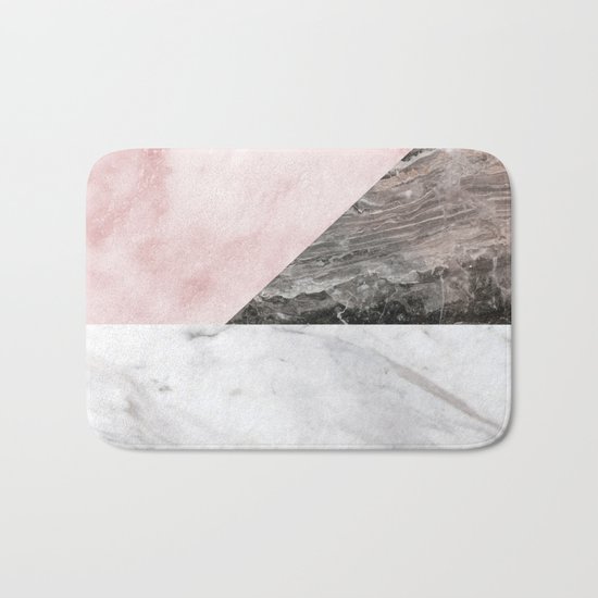 Smokey marble blend - pink and grey stone Bath Mat