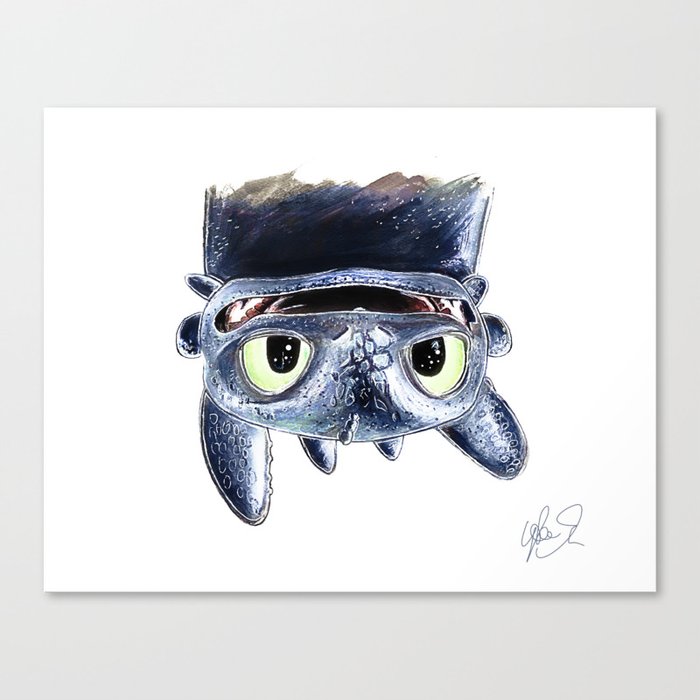 Toothless (Upside Down) Canvas Print