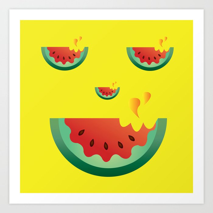 Watermelonween Face Art Print