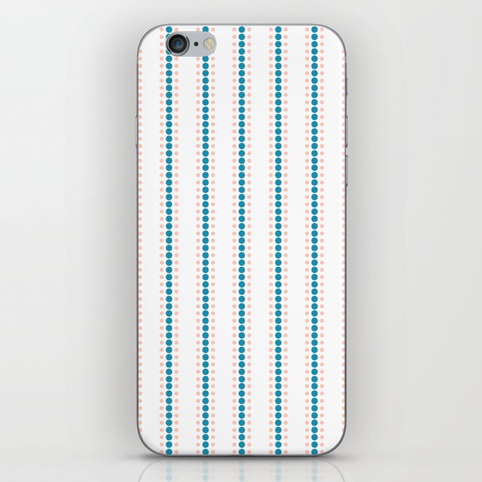 Dotted Stripes - Blue & Coral iPhone Skin