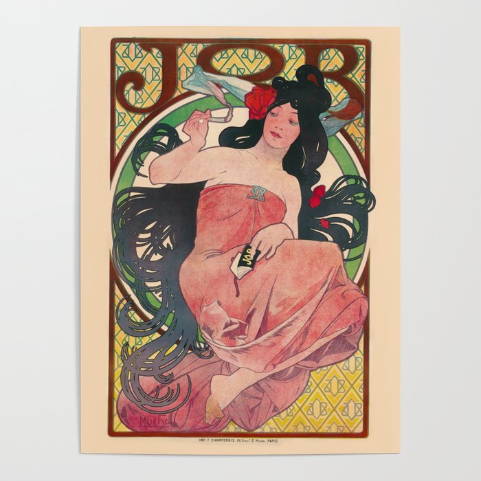 Alphonse Mucha Job Rolling Papers Art Nouveau Woman Poster