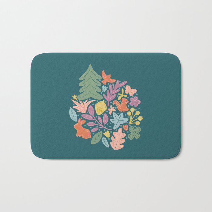 Take Me to the Forest (Dark Teal) Bath Mat