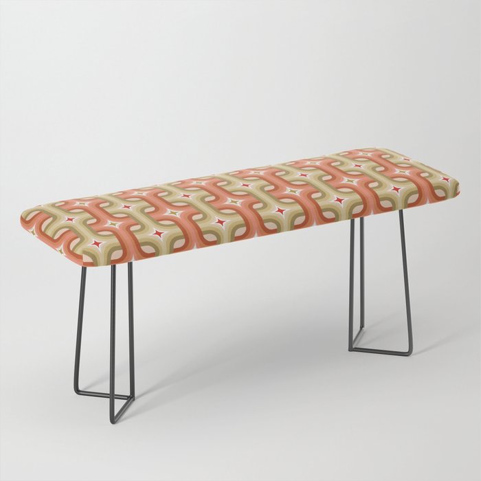 Retro squares pattern natural colors  Bench