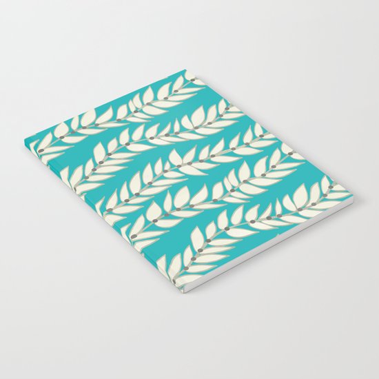 Leaf Dot Stripe Teal Notebook