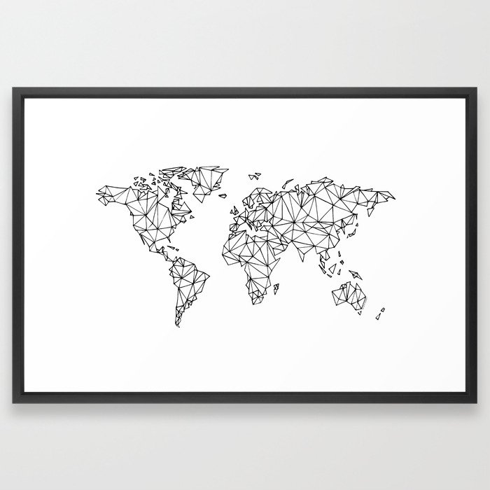 World map white Framed Art Print