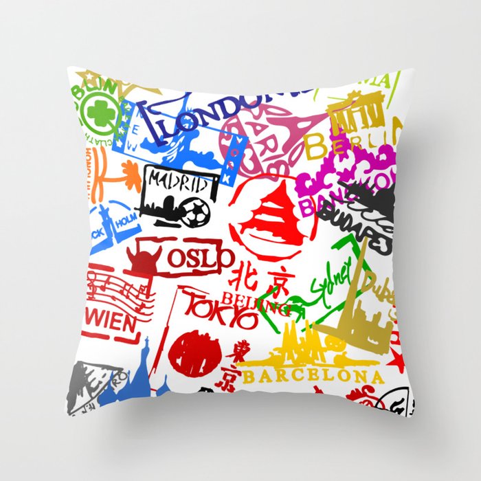 World City Passport Stamps Deko-Kissen World City Passport Stamps Deko-Kissen