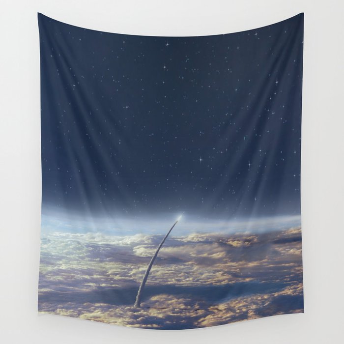 Space exploration earth and night sky Wall Tapestry