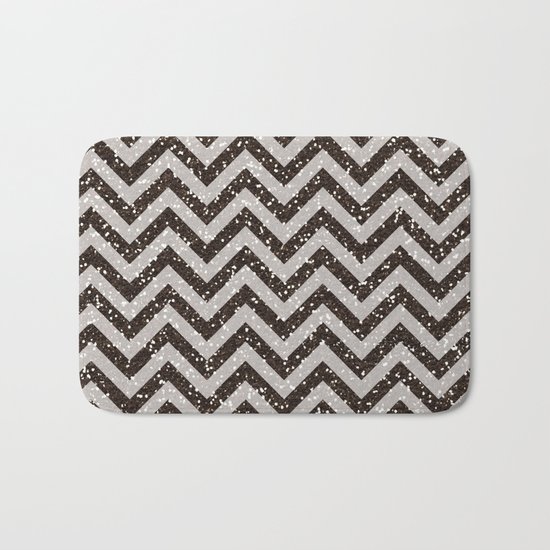 Sparkling glitter chevron pattern - Brown coffee Bath Mat