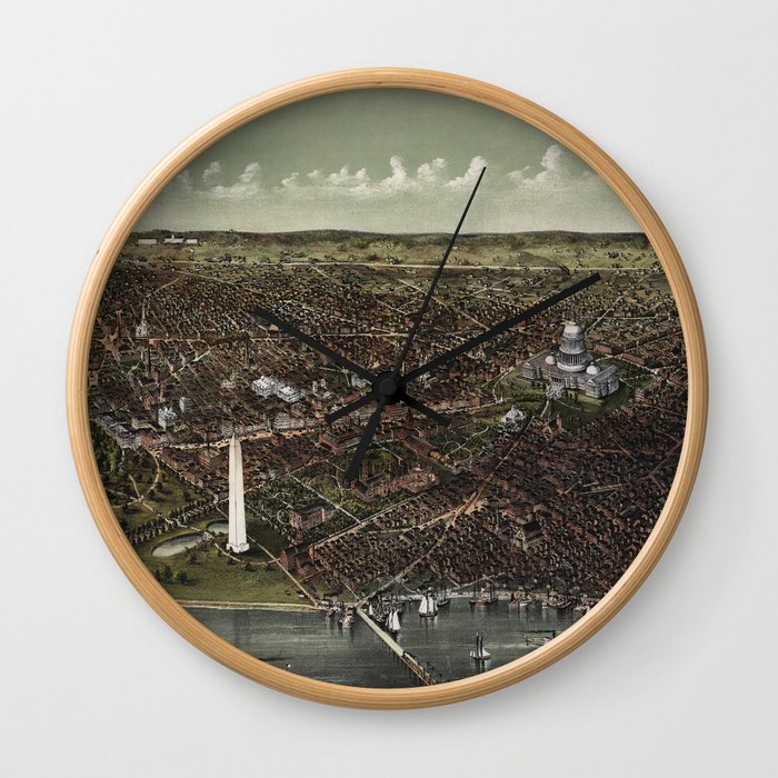 The City of Washington Birds-Eye view from the Potomac-looking North (1892) Wall Clock