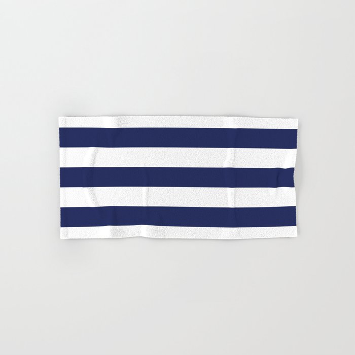 Navy Blue and White Stripes Hand & Bath Towel