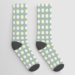 Checkered Daisy in Purple and Green Socks