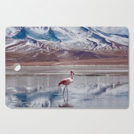 Flamingos in Lagoon in Salt Flats, Bolivia. Salar de Uyuni flamingos. Bolivia.  Cutting Board