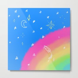 Rainbow Skies Metal Print | Uchuukei, Drawing, Digital, Sky, Cute, Decora, Fairykei, Space, Rainbow, Alien 