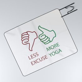 Yoga quotes Less excuse More yoga Picnic Blanket