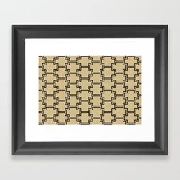 Black and Golden Brown Tessellation Line Pattern 2 Pairs Dulux 2022 Popular Colour Golden Cookie Framed Art Print